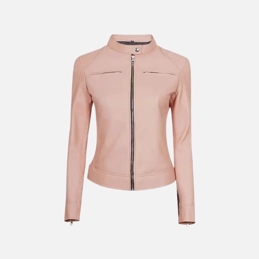 Women’s Pink Biker Leather Jacket