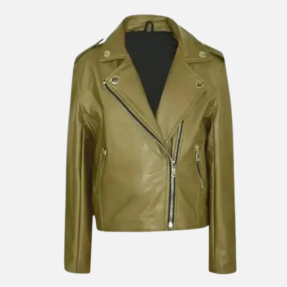 Sherry Cola Green Leather Jacket