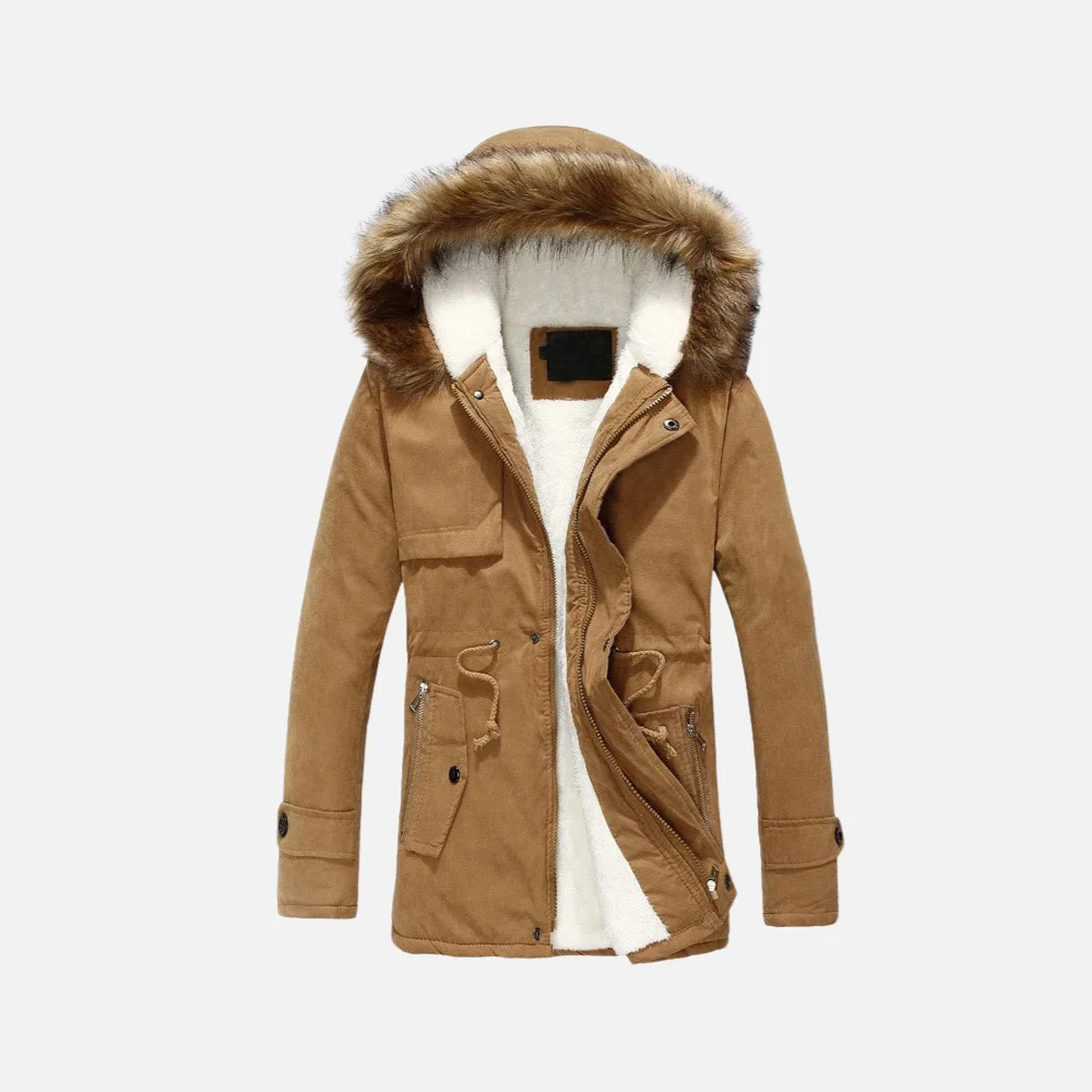 TIENFOOK Unisex Parka Jacket Winter Coat Olive XS Hoodie With Removable Faux Fur