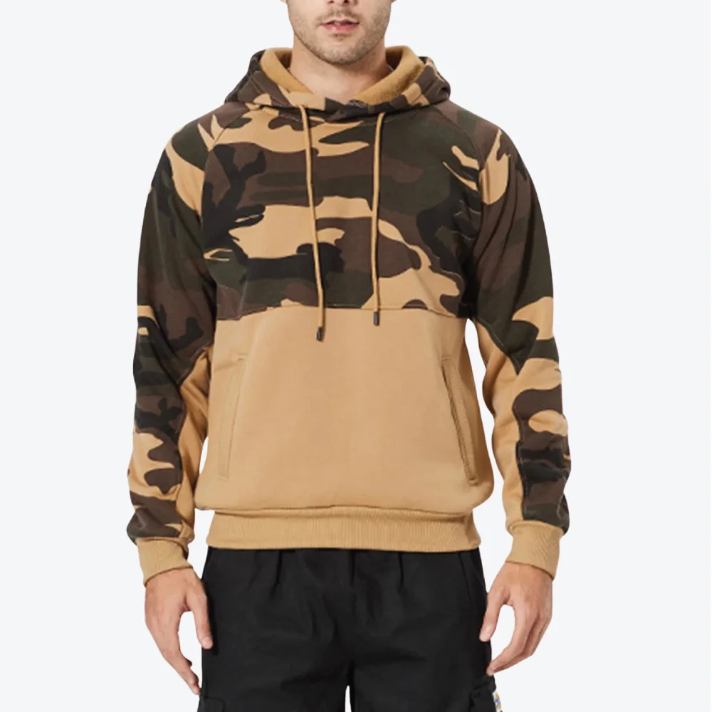 Men's Pullover Hoodie Camo Long Sleeve Sweatshirt Fleece Warm Hooded Sweatshirts with Kangaroo Pocket