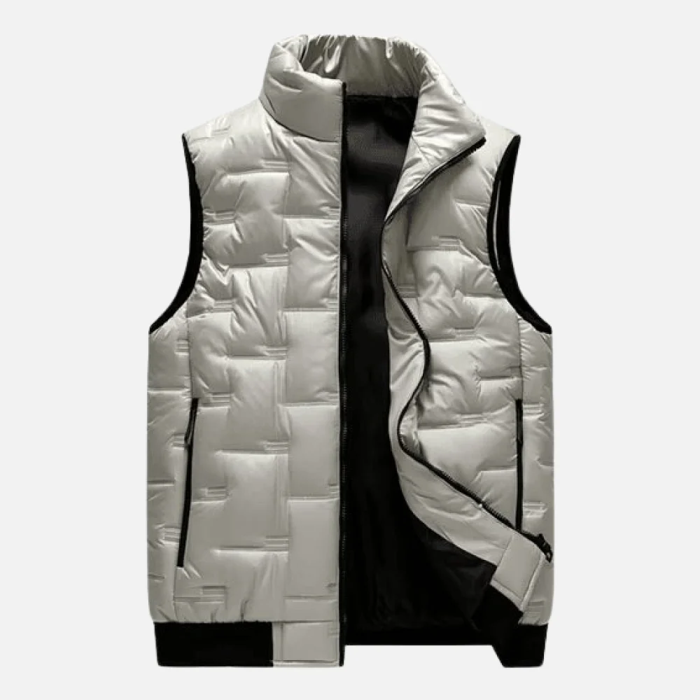 WTOBBY Men's Stand Collar Quilted Vest