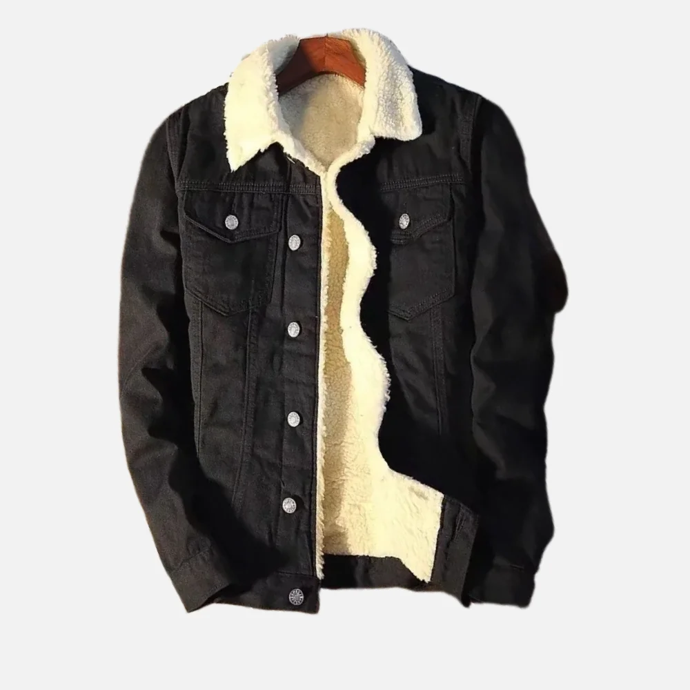 Winter Fleece-lined Thick Denim Men's Jacket Trendy Loose Fit Warm Coat