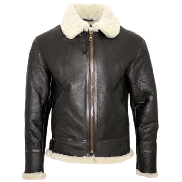 Men's Cream B3 Shearling Sheepskin Leather Flying Aviator Jacket