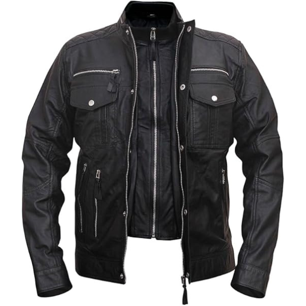 Men’s Cafe Racer Leather Black Jacket DESIGN FBM