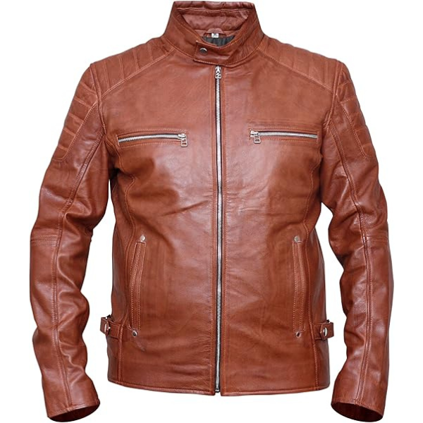 Men’s Cafe Racer Leather Brown Jacket