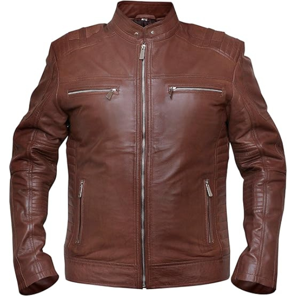 Men’s Dark Brown Cafe Racer Leather Jacket