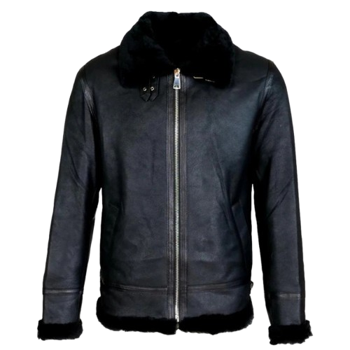 Men’s Black B6 RAF Aviator Sheepskin Shearling Leather Jacket