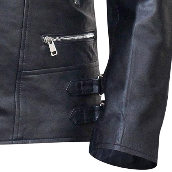 Menβs Cross Zip Brando Leather Jacket - Image 4