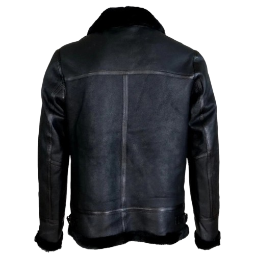 Men’s Black B6 RAF Aviator Sheepskin Shearling Leather Jacket - Image 2