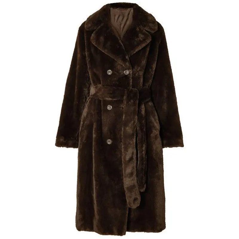 2023 Casual Style Brown Shearling Coat