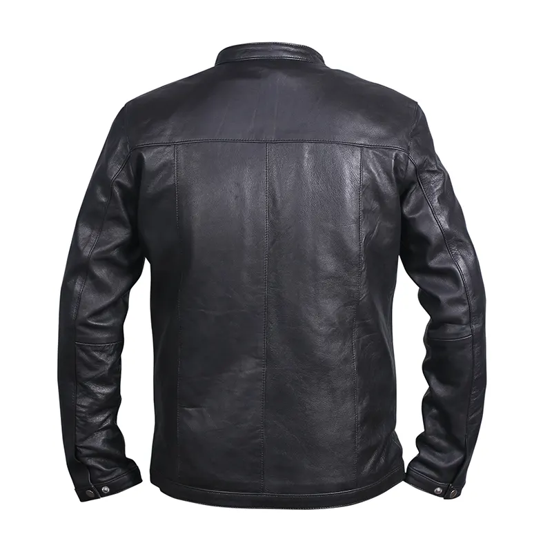 Men's Black Retro Vintage Leather Jacket - Image 2