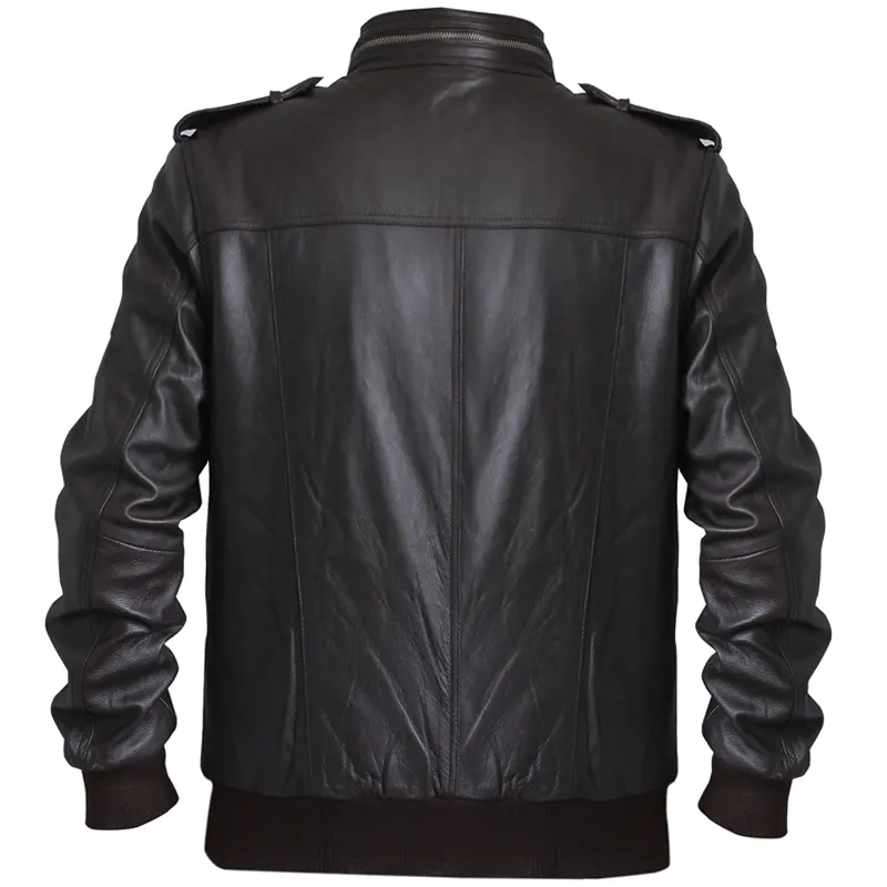 Black Biker Leather Jacket - Image 2