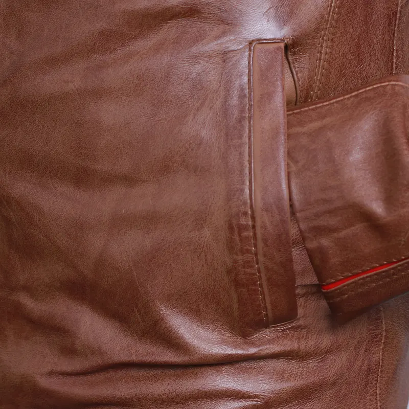 Cafe Racer Brown Biker Leather Jacket For Men's - Image 3