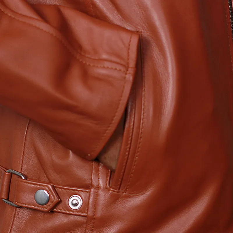 Cafe Racer Brown Retro Style Biker Leather Jacket - Image 3