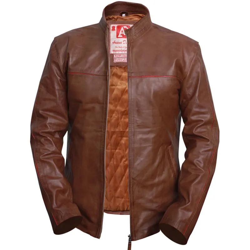 Cafe Racer Brown Biker Leather Jacket For Men's