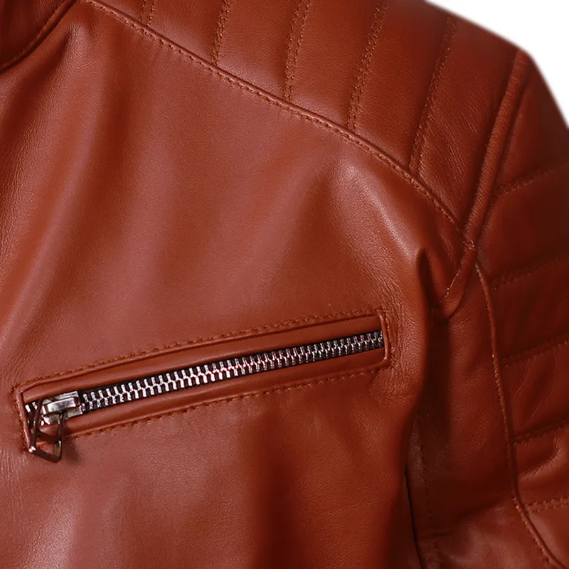 Cafe Racer Brown Retro Style Biker Leather Jacket - Image 4