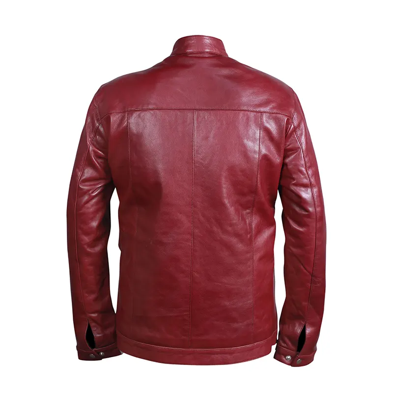 Men's Red Leather Jacket - Image 2