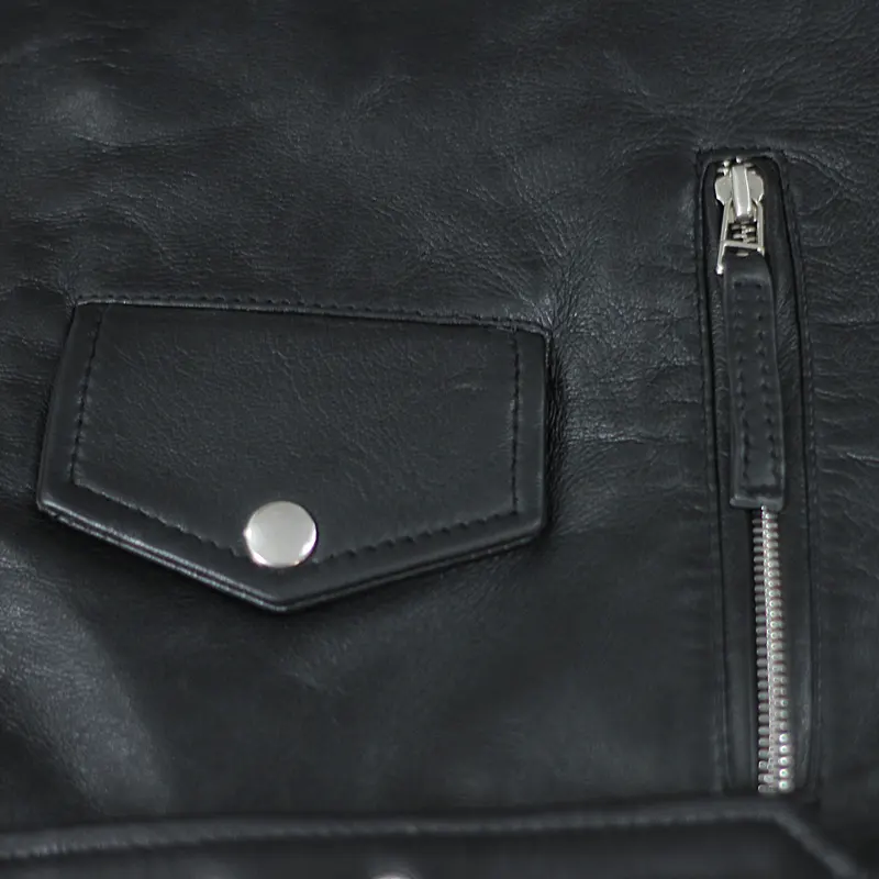 Men's Slim Fit Biker Style Leather Jacket - Image 4