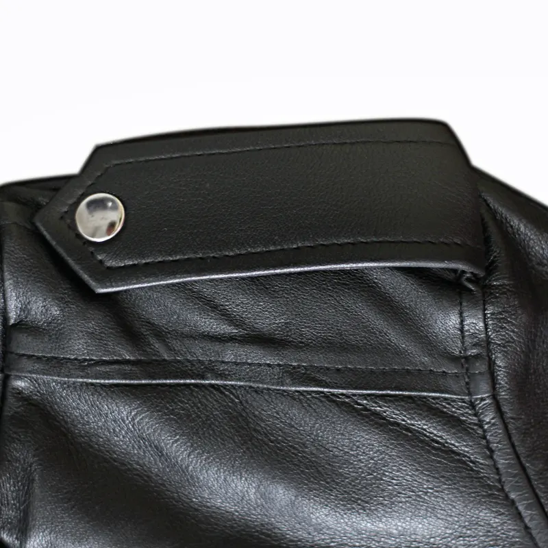 Men's Slim Fit Biker Style Leather Jacket - Image 5