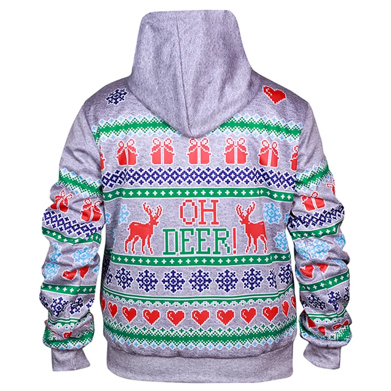 Christmas OH Deer Pullover Hooded Sweatshirt - Image 4