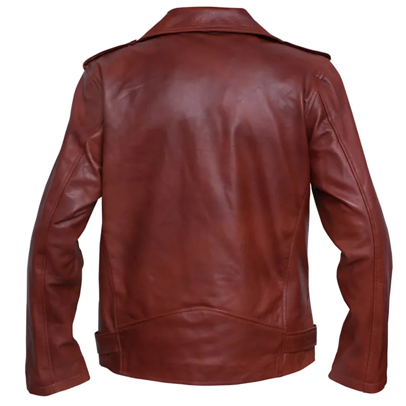 Men's Brando Motorcycle Brown Leather Jacket - Image 2