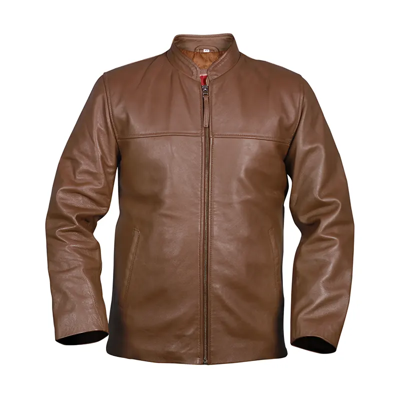 Light Brown Men’s Casual Biker Leather Jacket