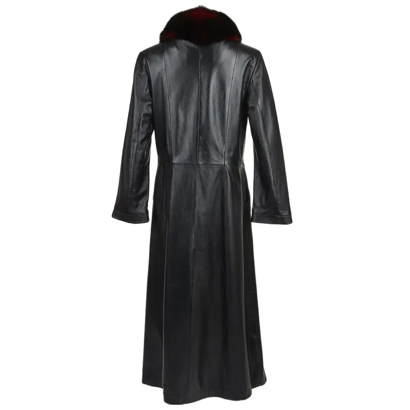 Black Real Leather Trench Coat - Image 2