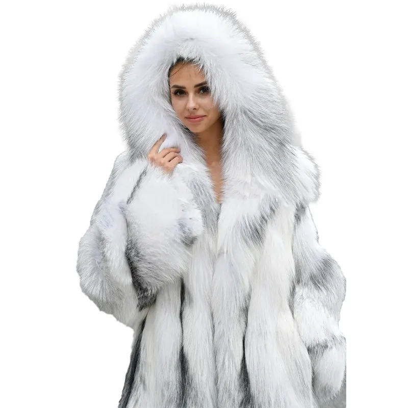 Luxury Artic Marble Faux Fur Coat