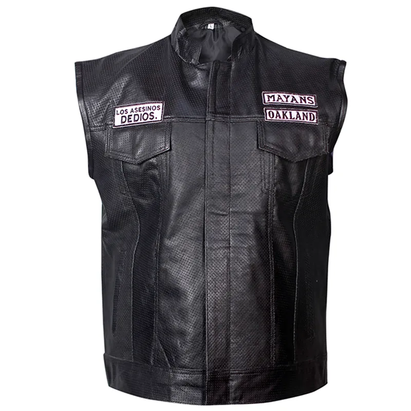M.C Ezekiel Reyes Black Vest Mayan, Black leather vest