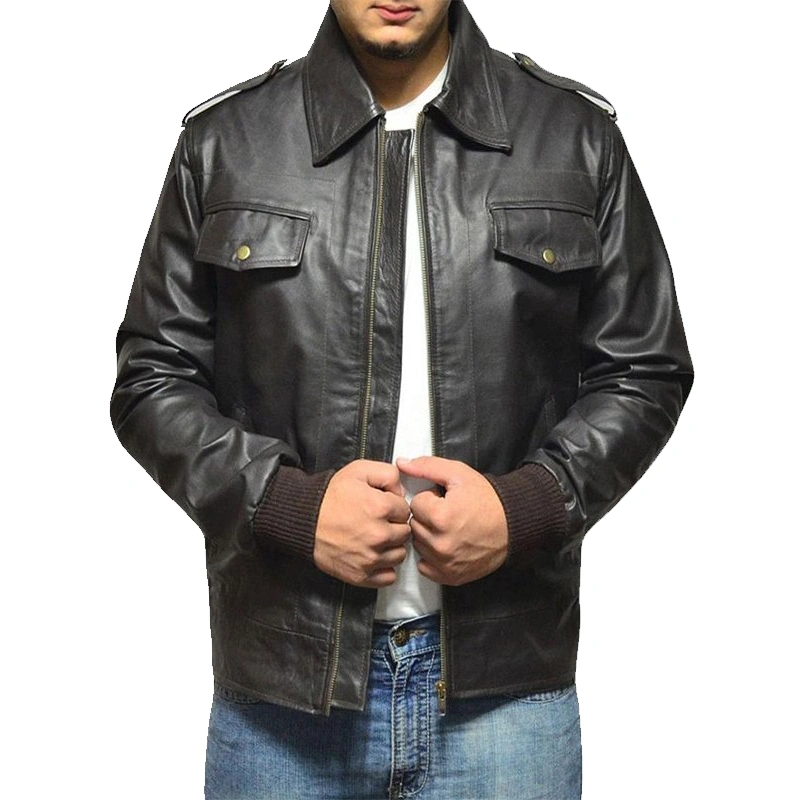 Willy Black Bomber Leather Jacket For Men