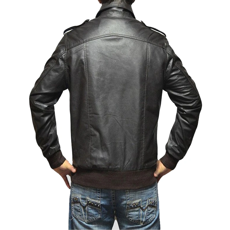 Willy Black Bomber Leather Jacket For Men - Image 3