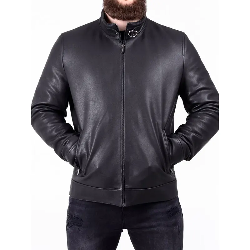 Men's Genuine Leather Biker Jacket - Image 3