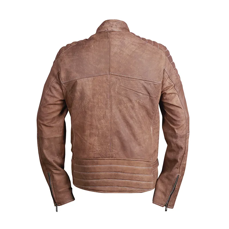 Vintage Brown Motorcycle Leather Jacket - Image 2