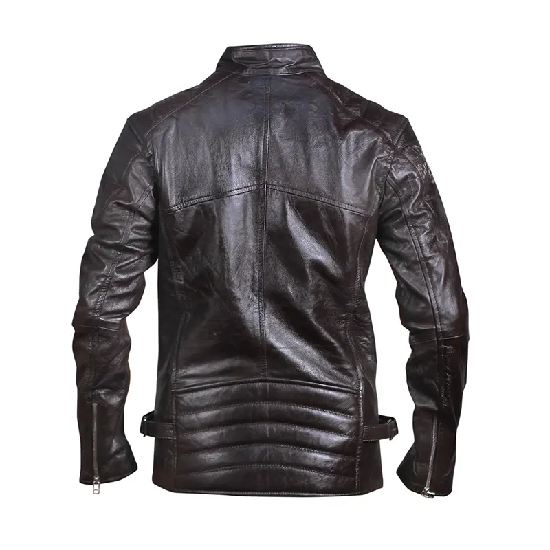 Vintage Motorcycle Black Quilted Biker Leather Jacket - Image 2
