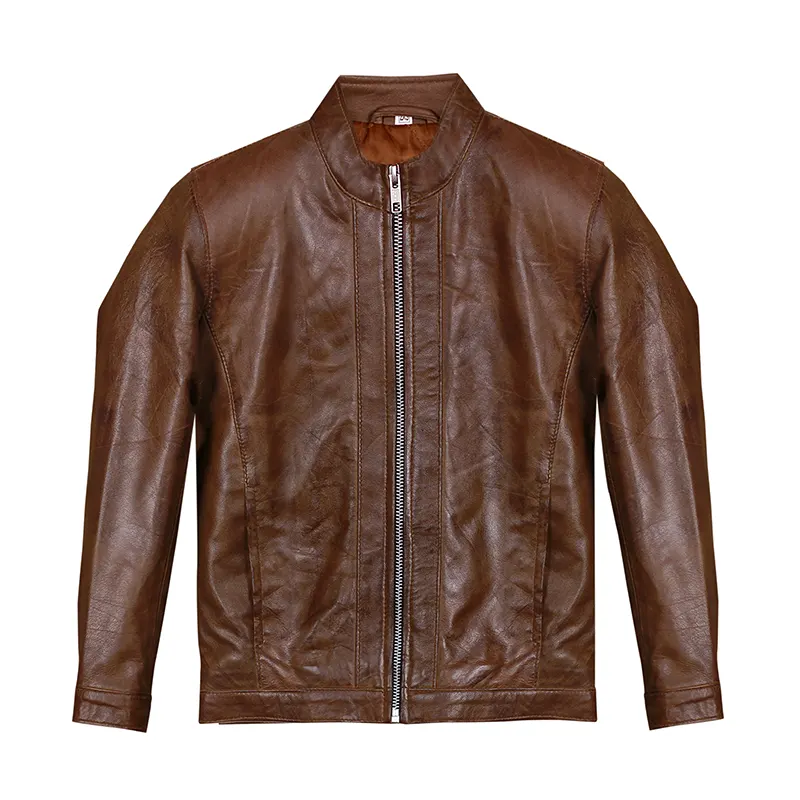 Men’s Retro Biker Brown Leather Jacket