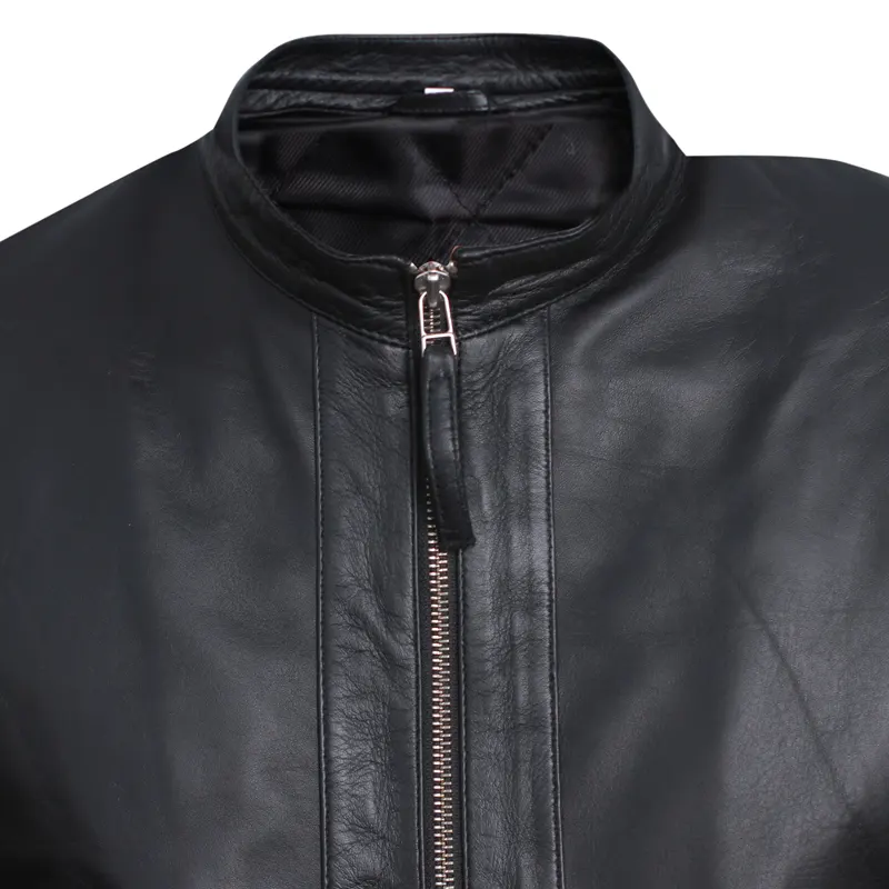 Men's Black Slim Fit Biker Motorcycle Leather Jacket - Image 3