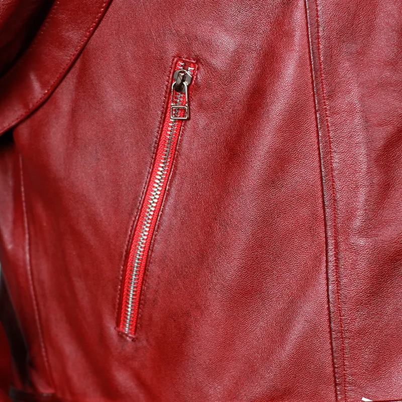 Mars Maroon Leather Coat - Image 6