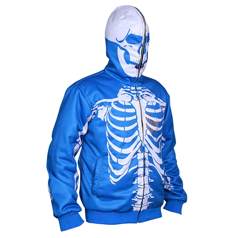 Men’s Skeleton Bones Skull Hooded Sweatshirt - Image 2
