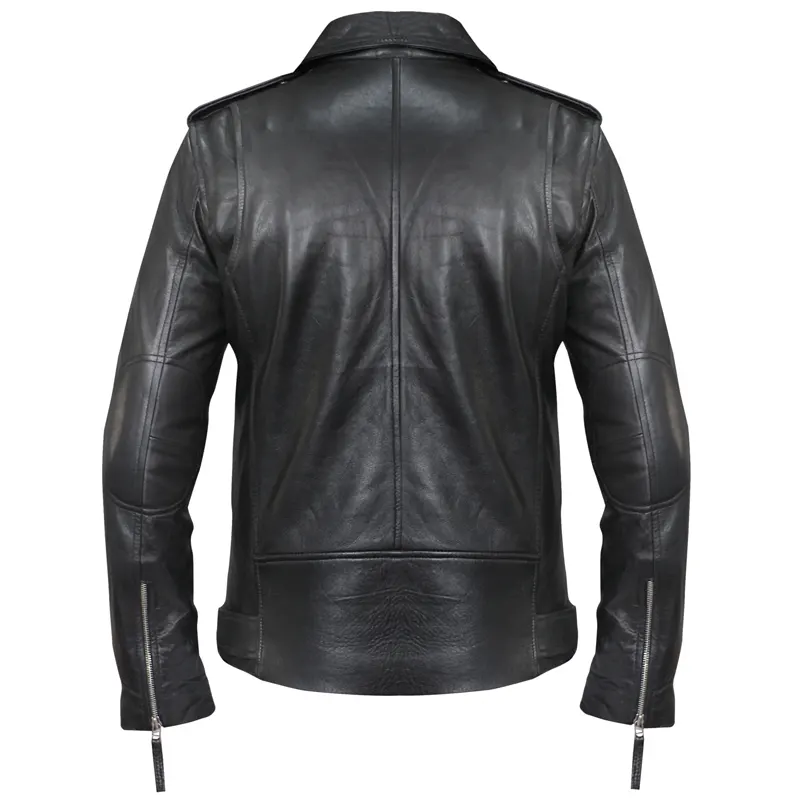 Men's Slim Fit Biker Style Leather Jacket - Image 3