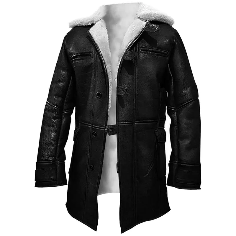Tom Hardy Fur Shearling Leather Overcoat