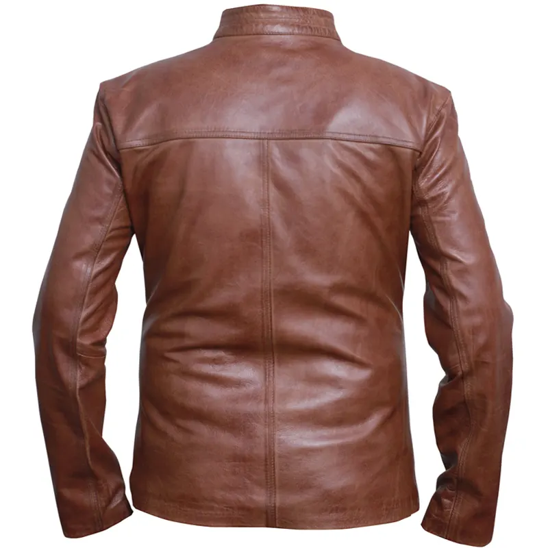 Cafe Racer Brown Biker Leather Jacket For Men's - Image 2