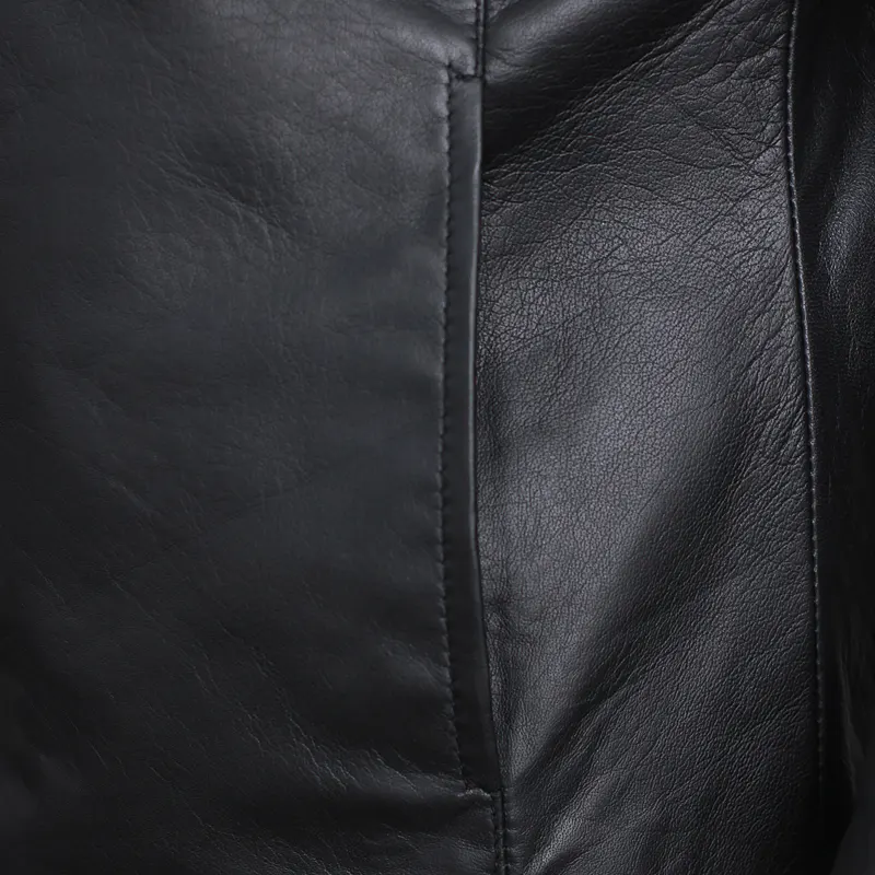 Men's Black Slim Fit Biker Motorcycle Leather Jacket - Image 4