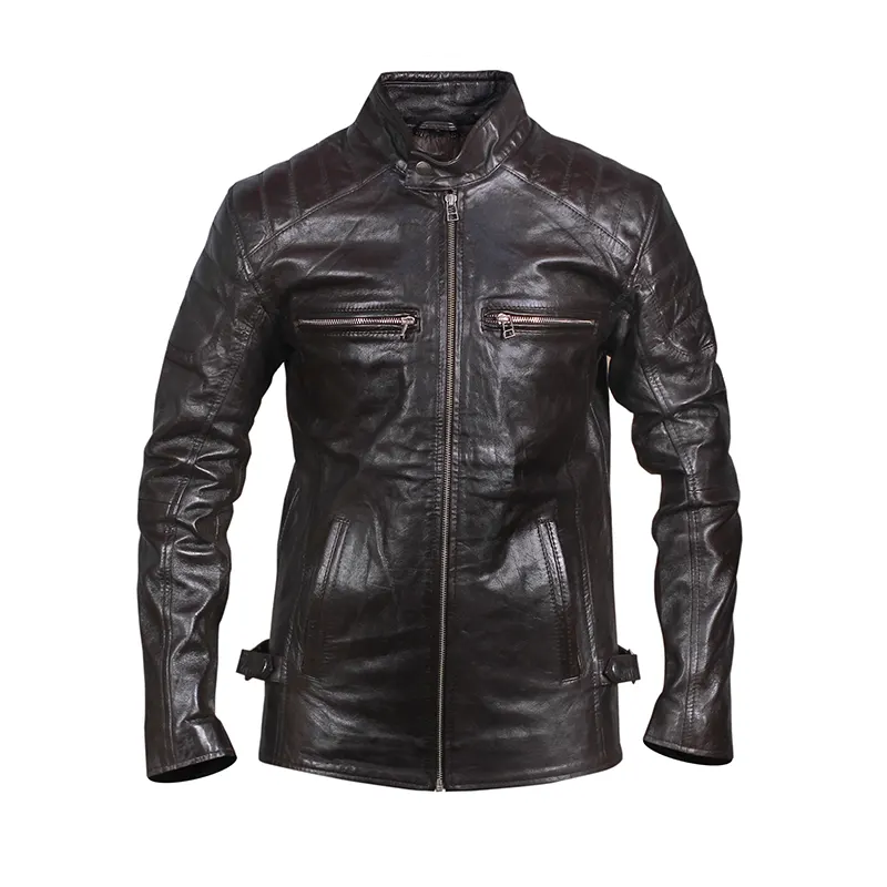 Vintage Motorcycle Black Quilted Biker Leather Jacket