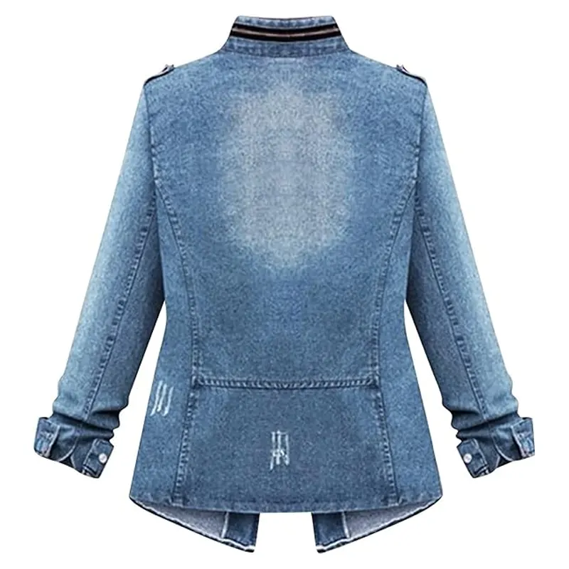 Ladies Casual Oversize Jean Chain Jacket - Image 2